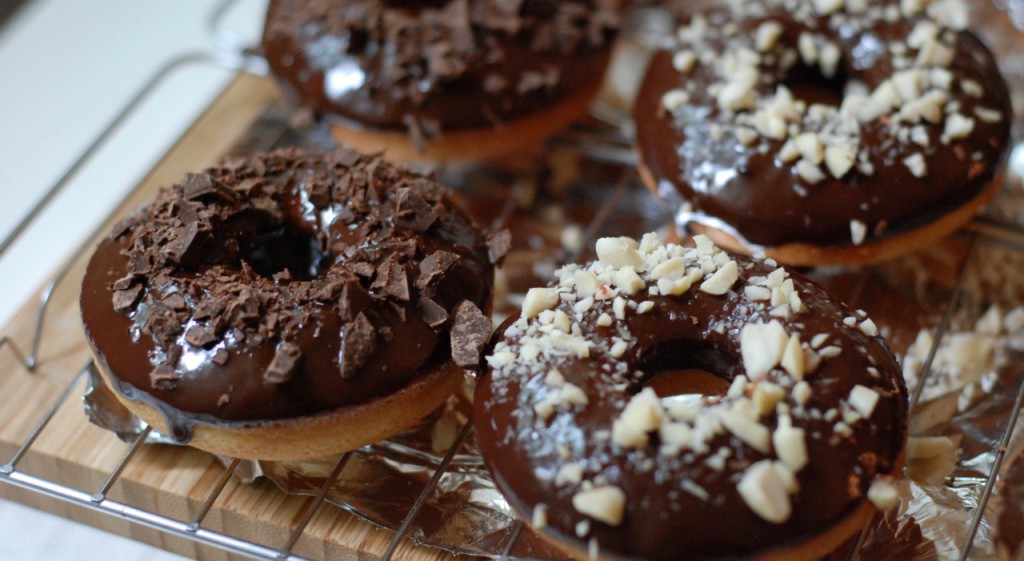 vanilkové donuts s čokoládou